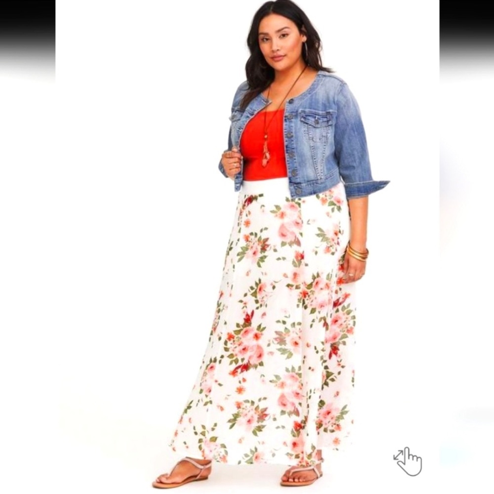 Torrid High Waisted Floral Maxi Chiffon Skirt Skort Size 2x